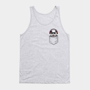 Funky Headphones Sunglasses Hipster Panda In Pocket Tank Top